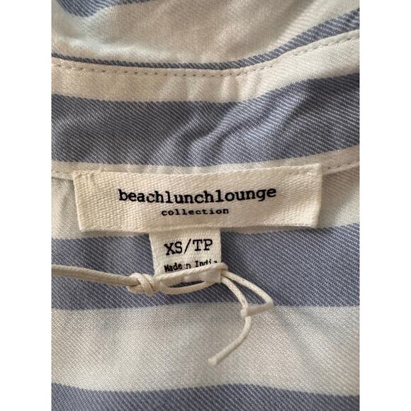 NEW BEACHLUNCHLOUNGE Blue White Striped Sleeveless Button-Up Shirt Size XS - Picture 4 of 5